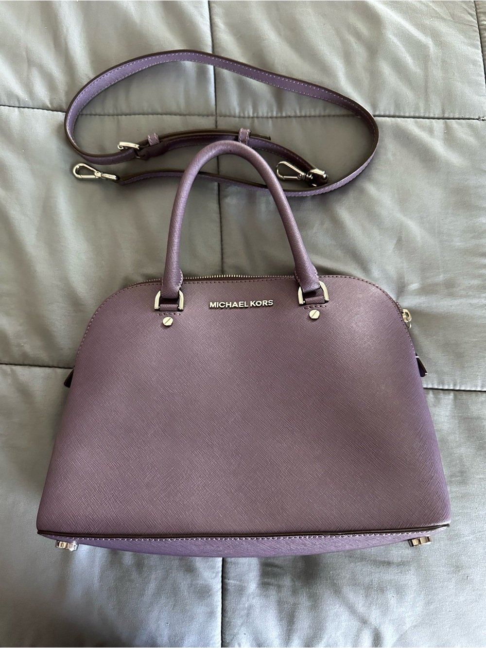 Michael Kors Purple Dome Satchel with Detachable Strap